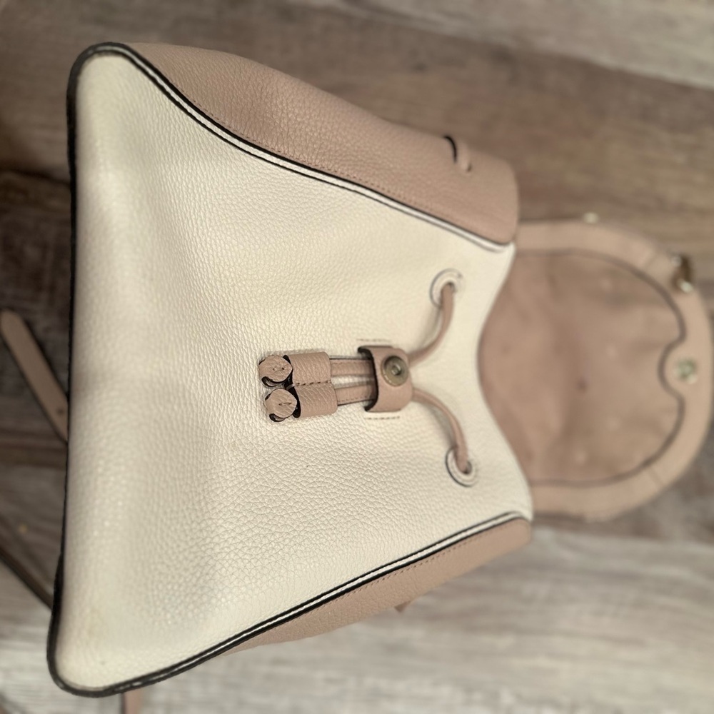 Kate Spade Leila Drawstring Medium Flap Leather Backpack Warm Beige - Picture 13 of 16